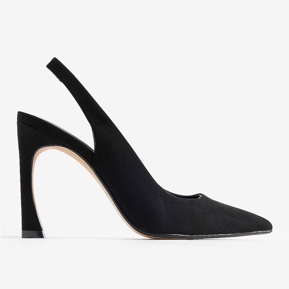 Express Shoes New Express Black Faux Suede Slingback Heels Poshmark